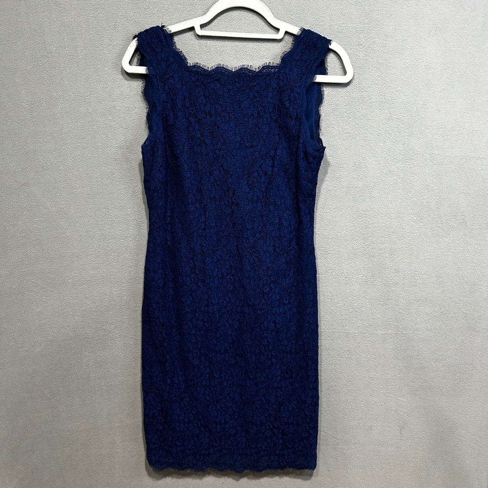 Adrianna Papell Sheath‎ Dress Size 8 Royal Blue Evening Lace V-Neck elegant